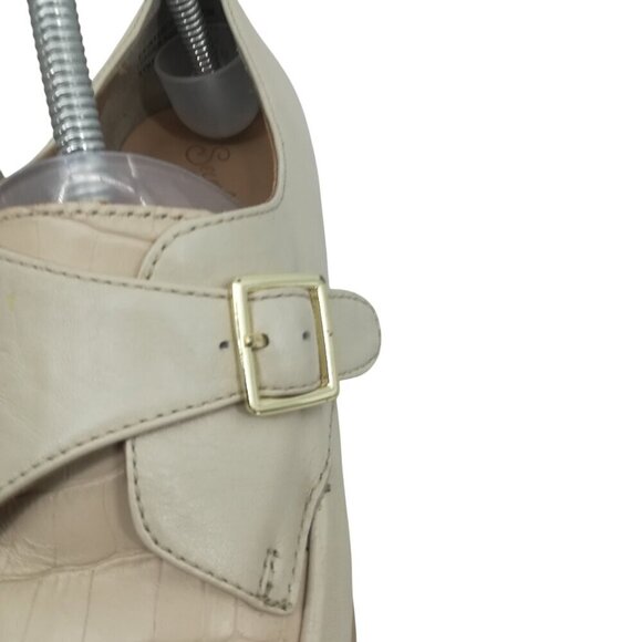 Seychelles Catch Me Monk Strap Loafers Size 10 Leather Ivory Platform Reptile - Picture 10 of 11